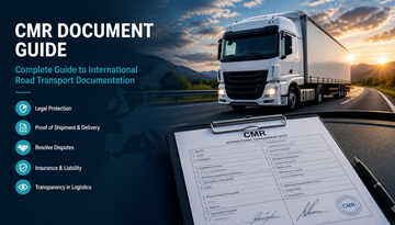 Voorbeeld van een CMR-transportdocument gebruikt in Europees wegvervoer met zendinggegevens, handtekeningen en logistieke documenten